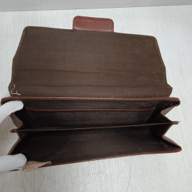 Сумка-клатч коричневая, кожзам, два отделения и карман, СССР. Картинка 4